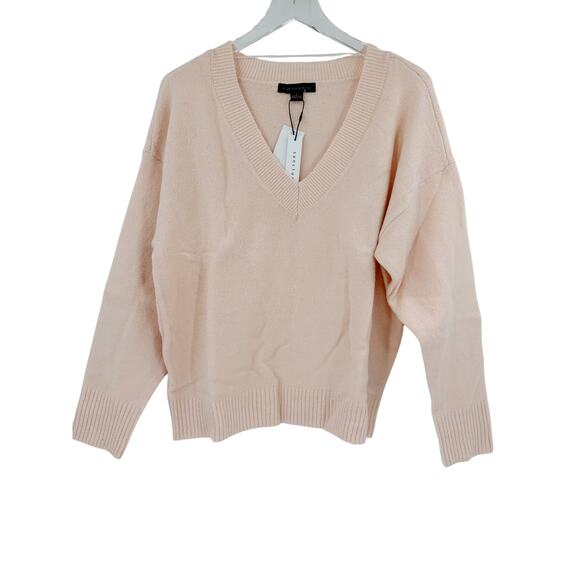 SANCTUARY Sweater Size L NEW Easy Breezy V Neck Pullover Creamy Pinkish Peach - Picture 2 of 6
